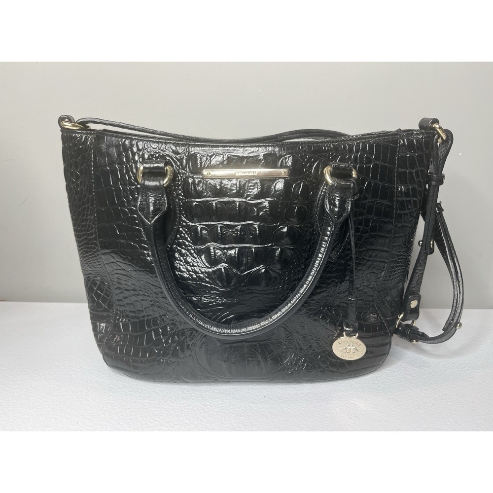 Brahmin Small Lena Melbourne‎ Black Crossbody Purse Genuine leather